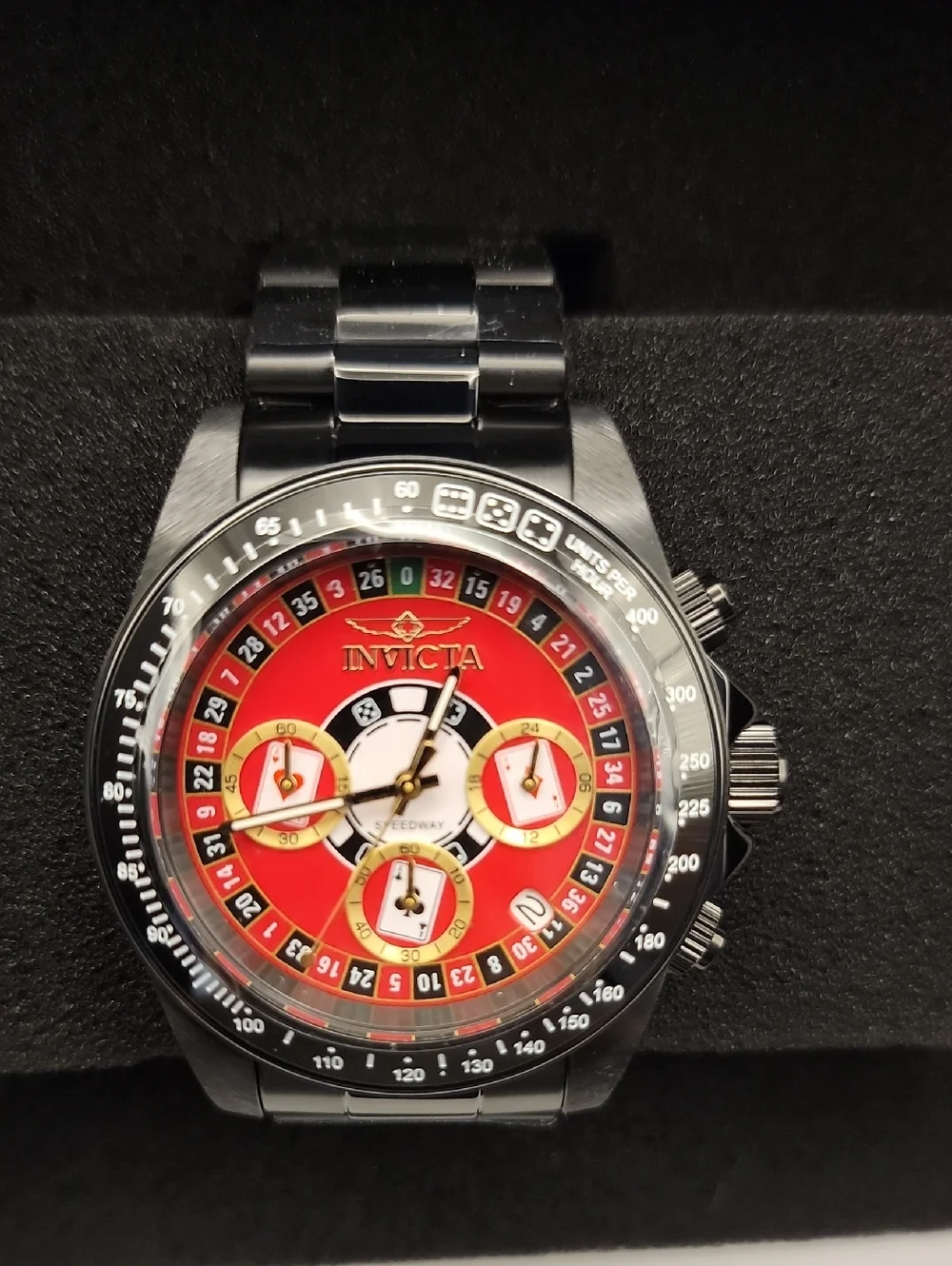 NWT 50497 Invicta Speedway Monte Carlo Dial Mens Watch Steel 39.5mm Black Case